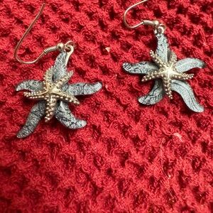 Starfish Earrings in Silver and Blue